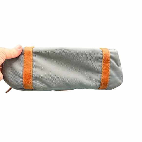 WILL Leather Goods Gray Canvas Backpack Tan Leather Trim Pink Straps - Picture 10 of 12